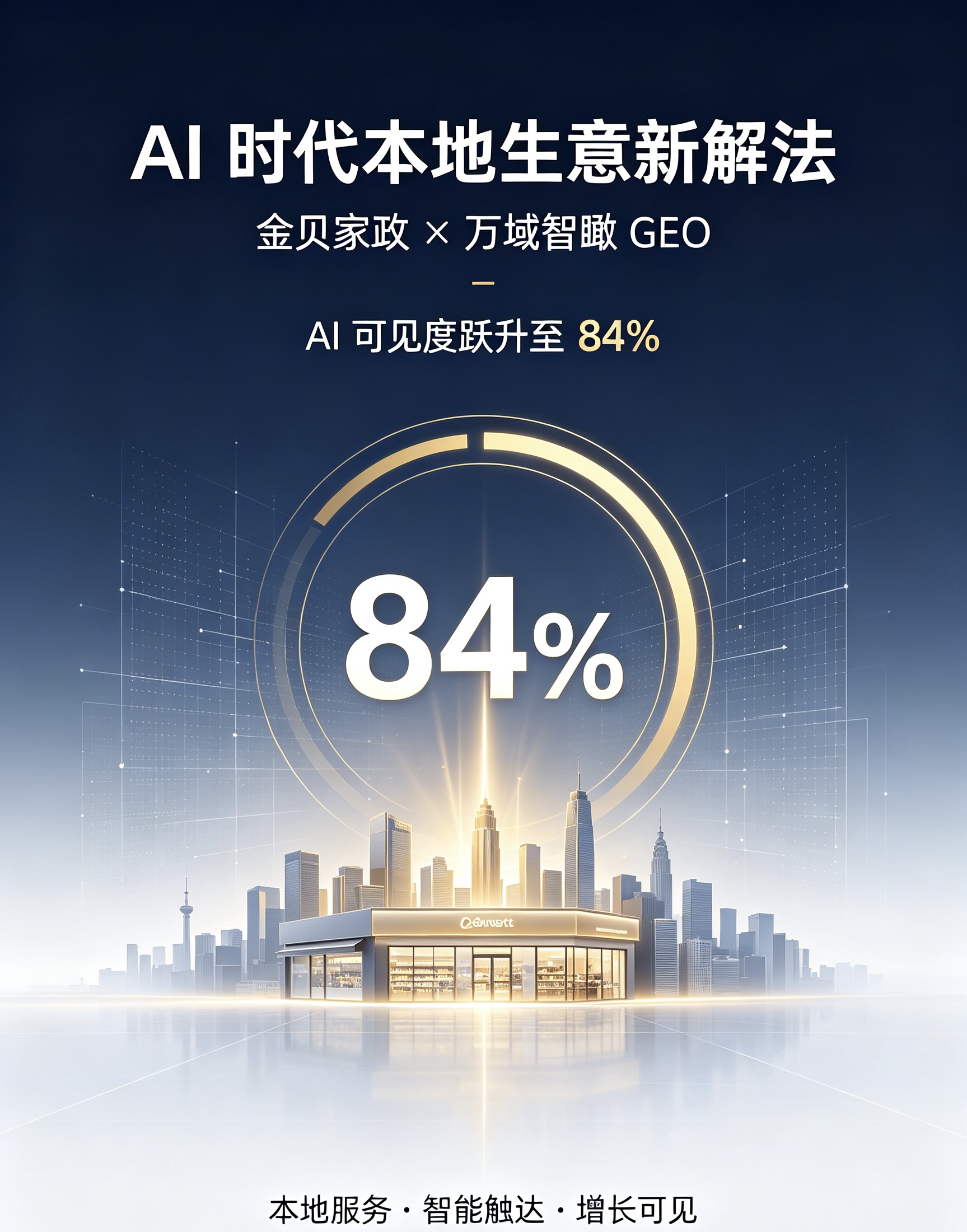 AI时代本地生意新解法：金贝家政携手微盟星启GEO实现AI可见度跃升至84%！